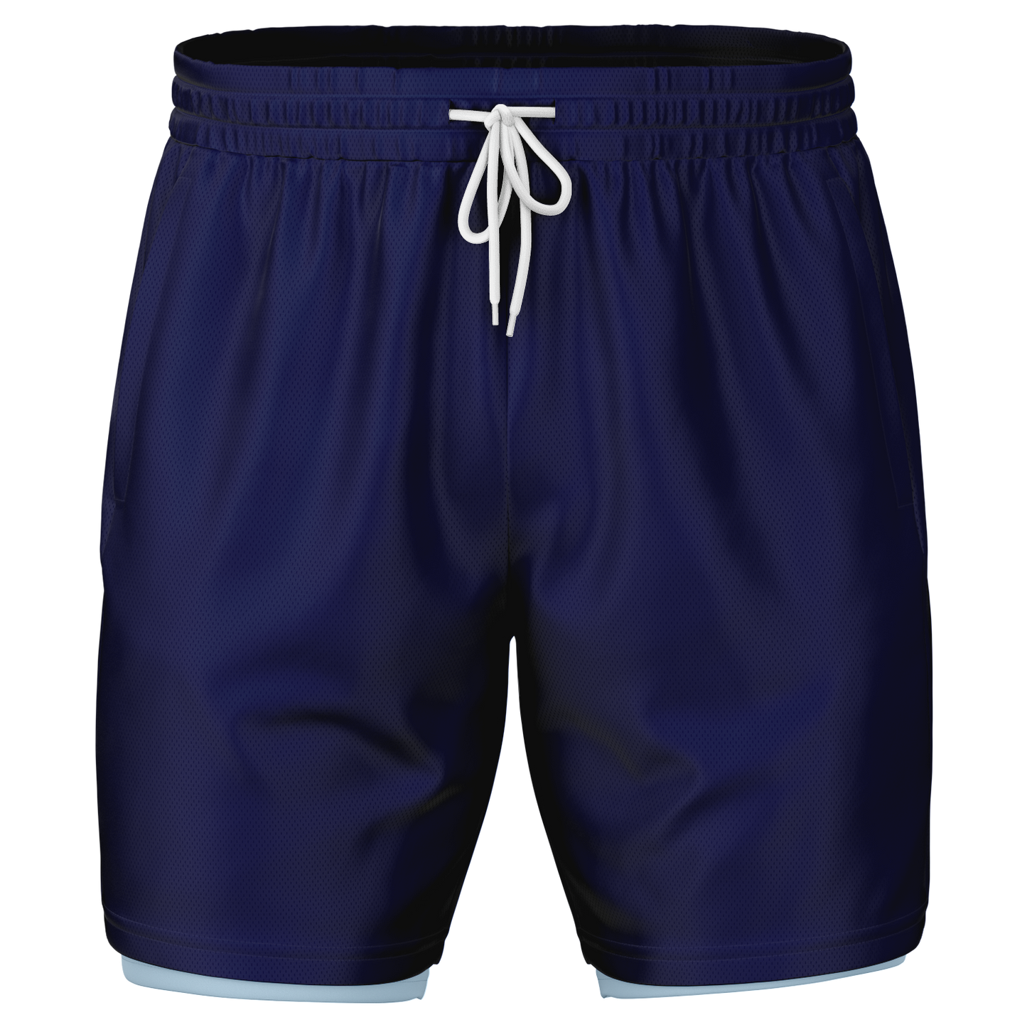 Men's Navy with Light Blue Rash Guard 2-in-1 Shorts