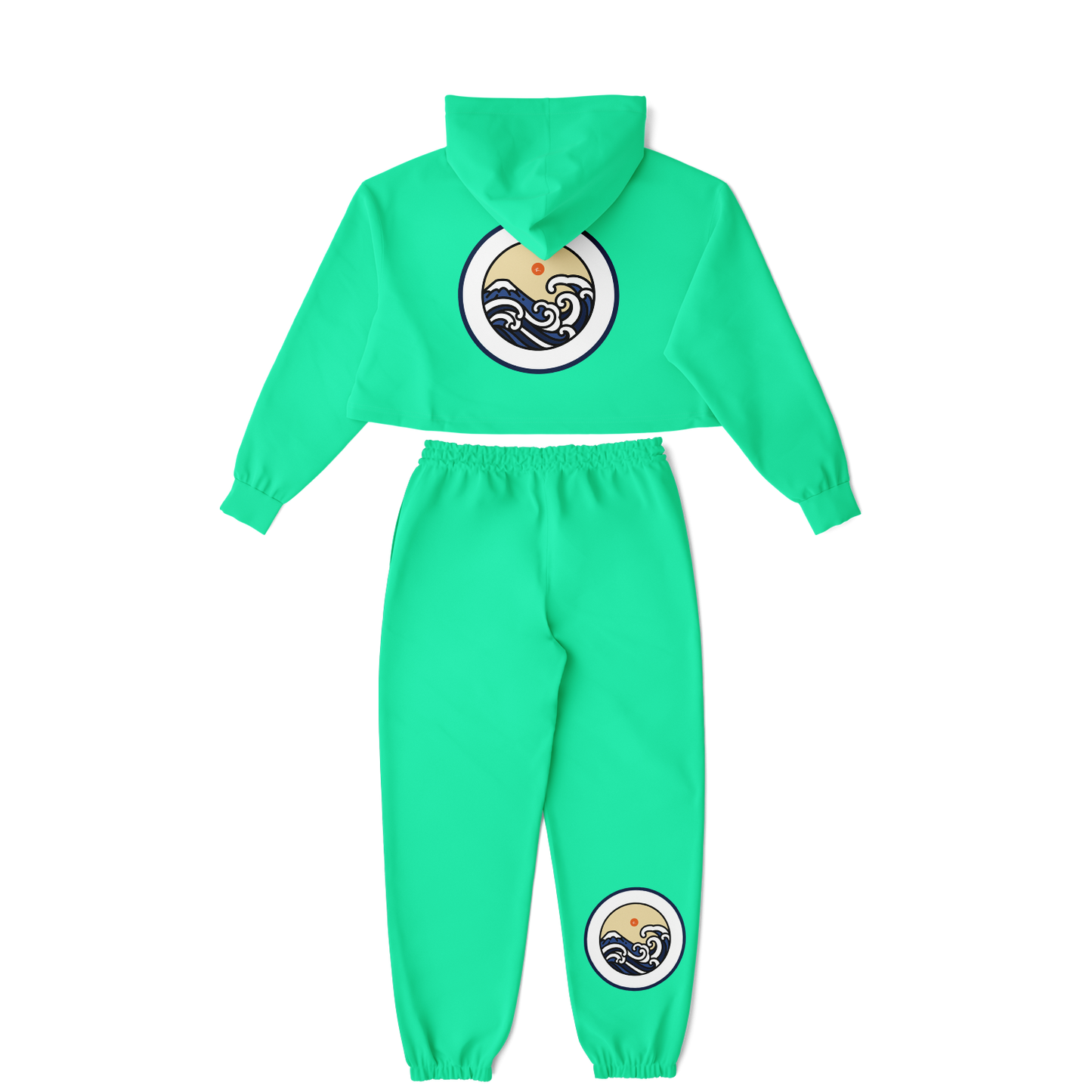 SET: Seafoam Green Crop Hoodie and Sweatpants