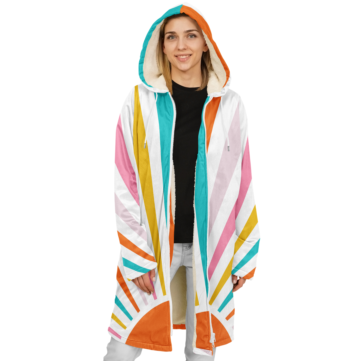 Women's Sunrise Print Zipper Cloak