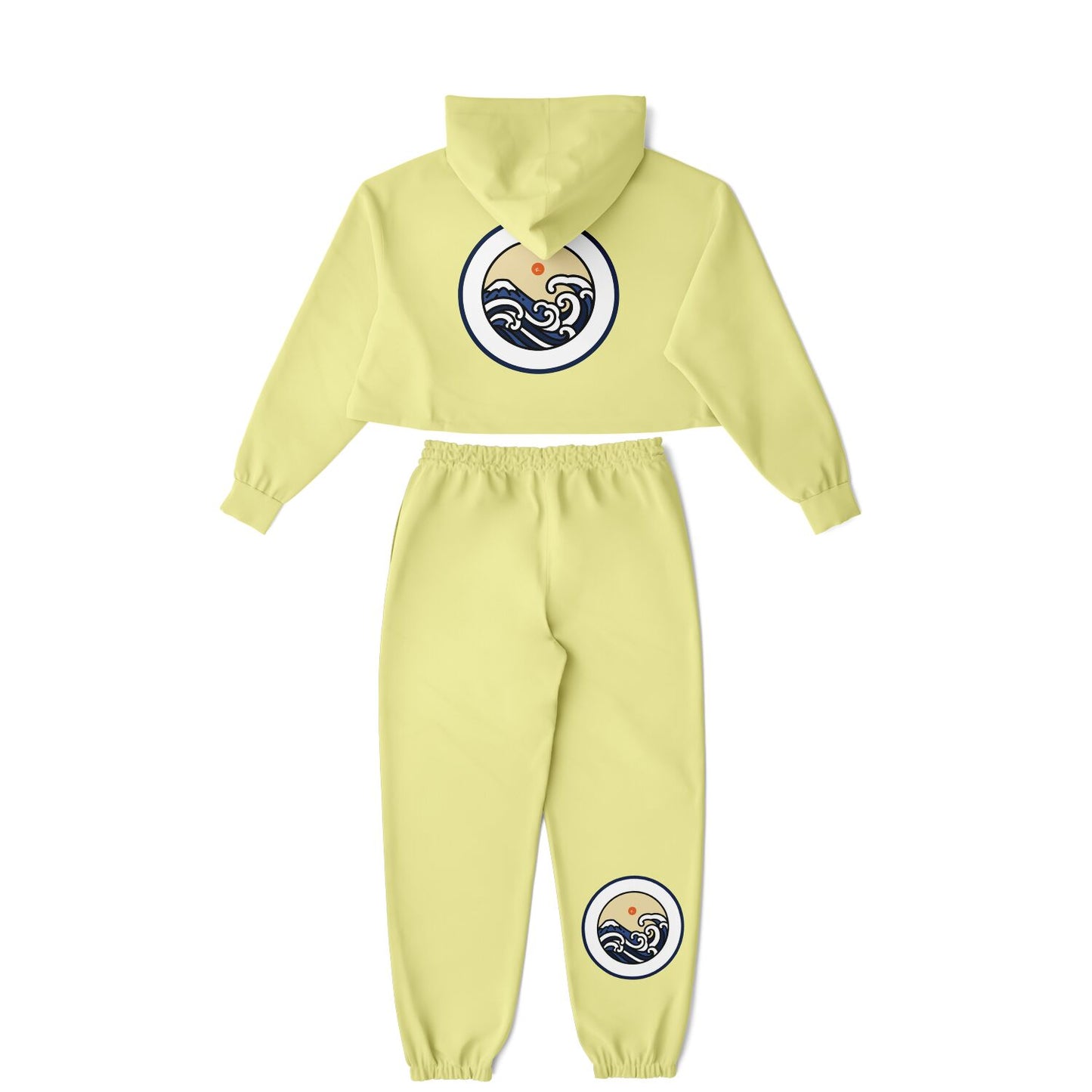 SET: Seashell Yellow Crop Hoodie and Sweatpants