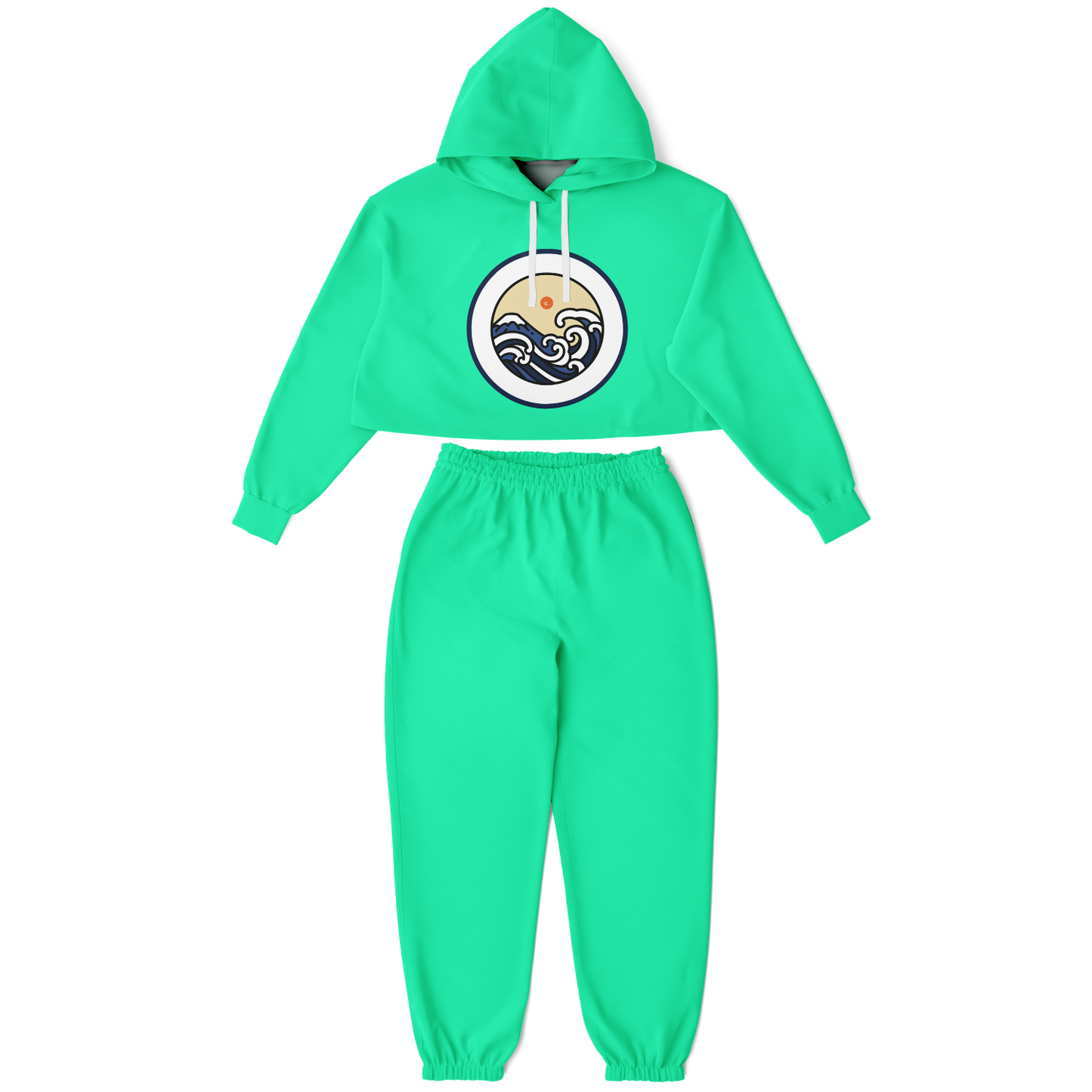 SET: Seafoam Green Crop Hoodie and Sweatpants