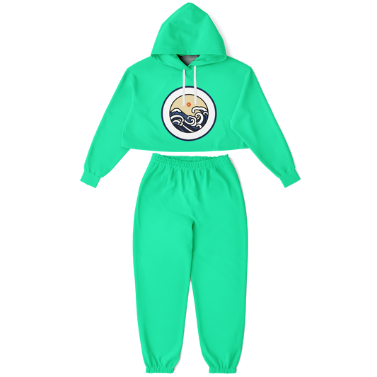 SET: Seafoam Green Crop Hoodie and Sweatpants