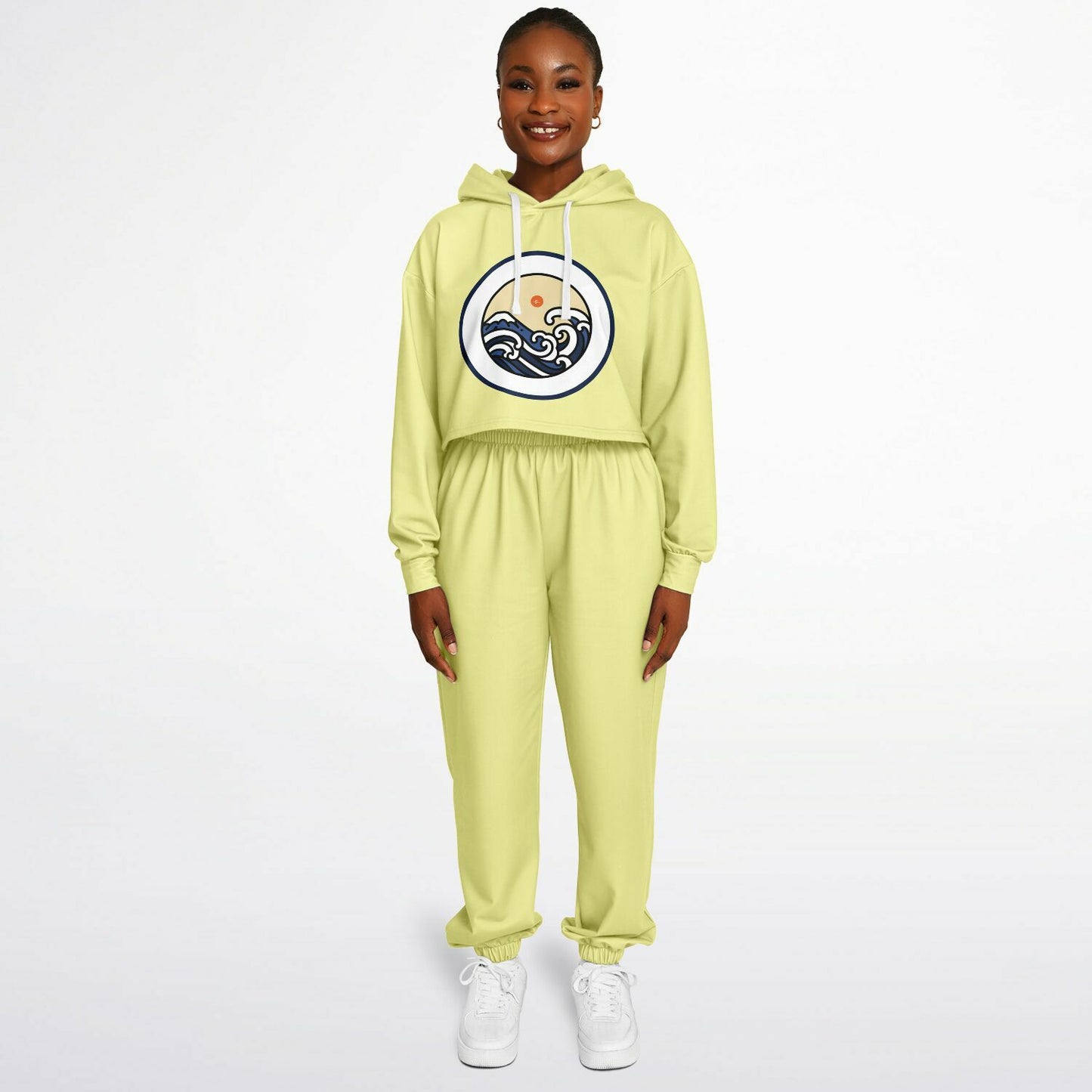 SET: Seashell Yellow Crop Hoodie and Sweatpants