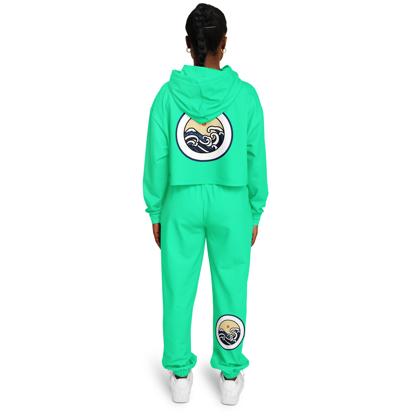 SET: Seafoam Green Crop Hoodie and Sweatpants