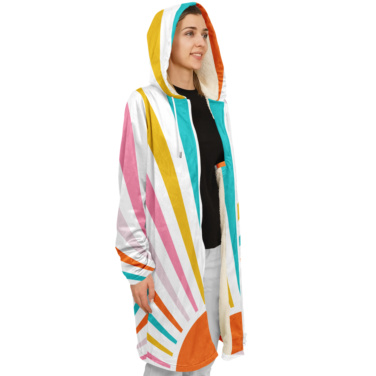 Women's Sunrise Print Zipper Cloak