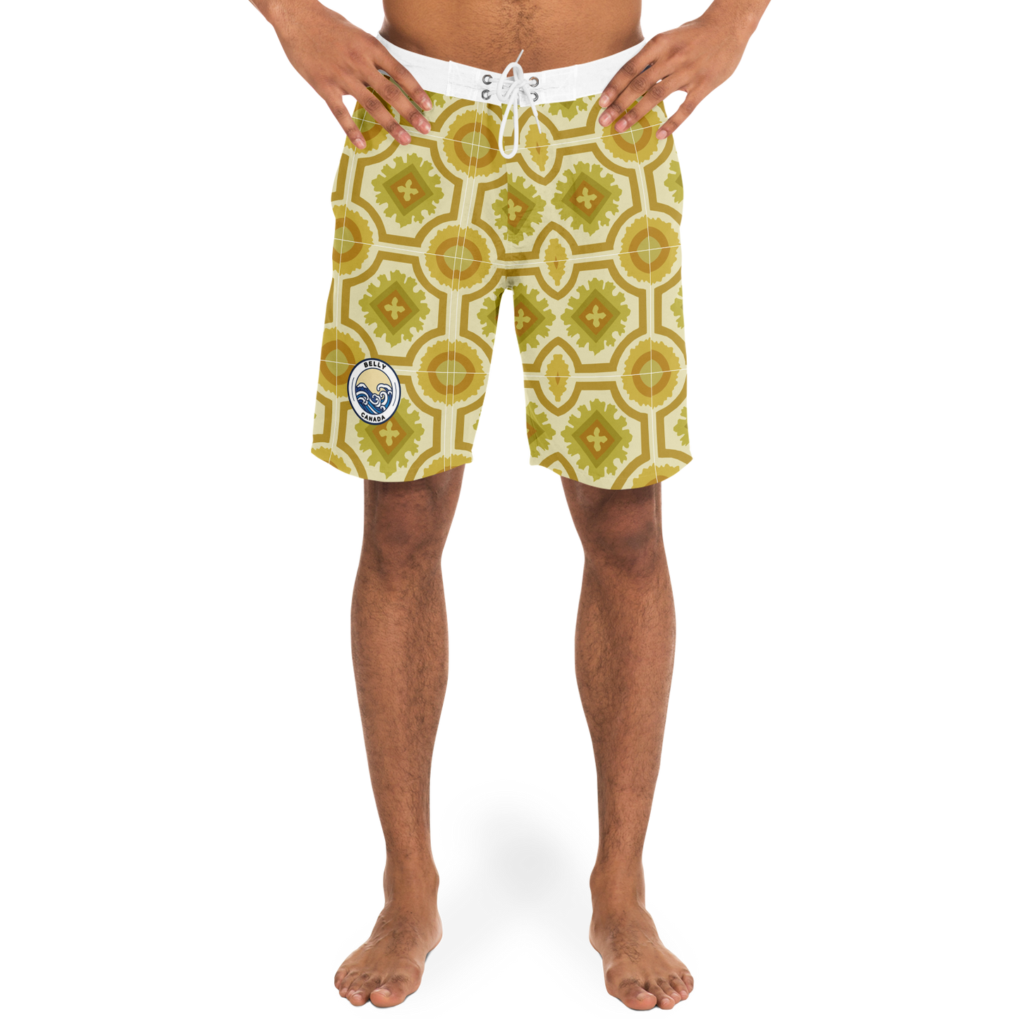 Gold Retro Pattern Board Shorts