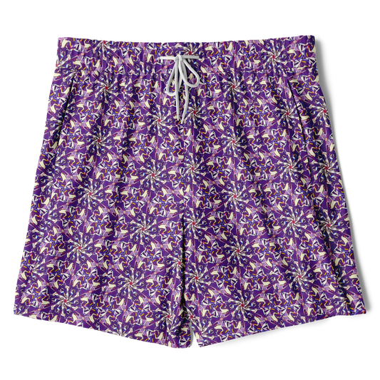 Men's Purple Haze Print with Black Rash Guard 2-in-1 Shorts