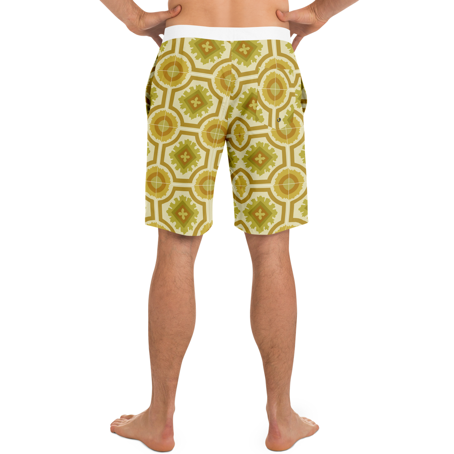 Gold Retro Pattern Board Shorts