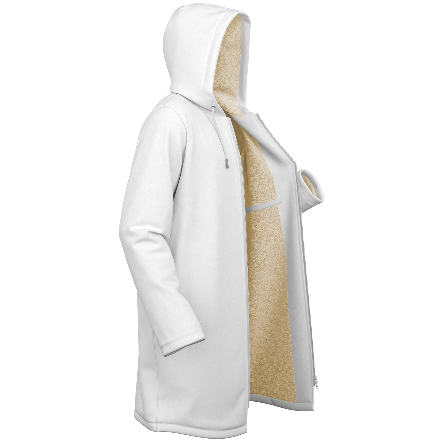 Women's Pearl White Zipper Cloak