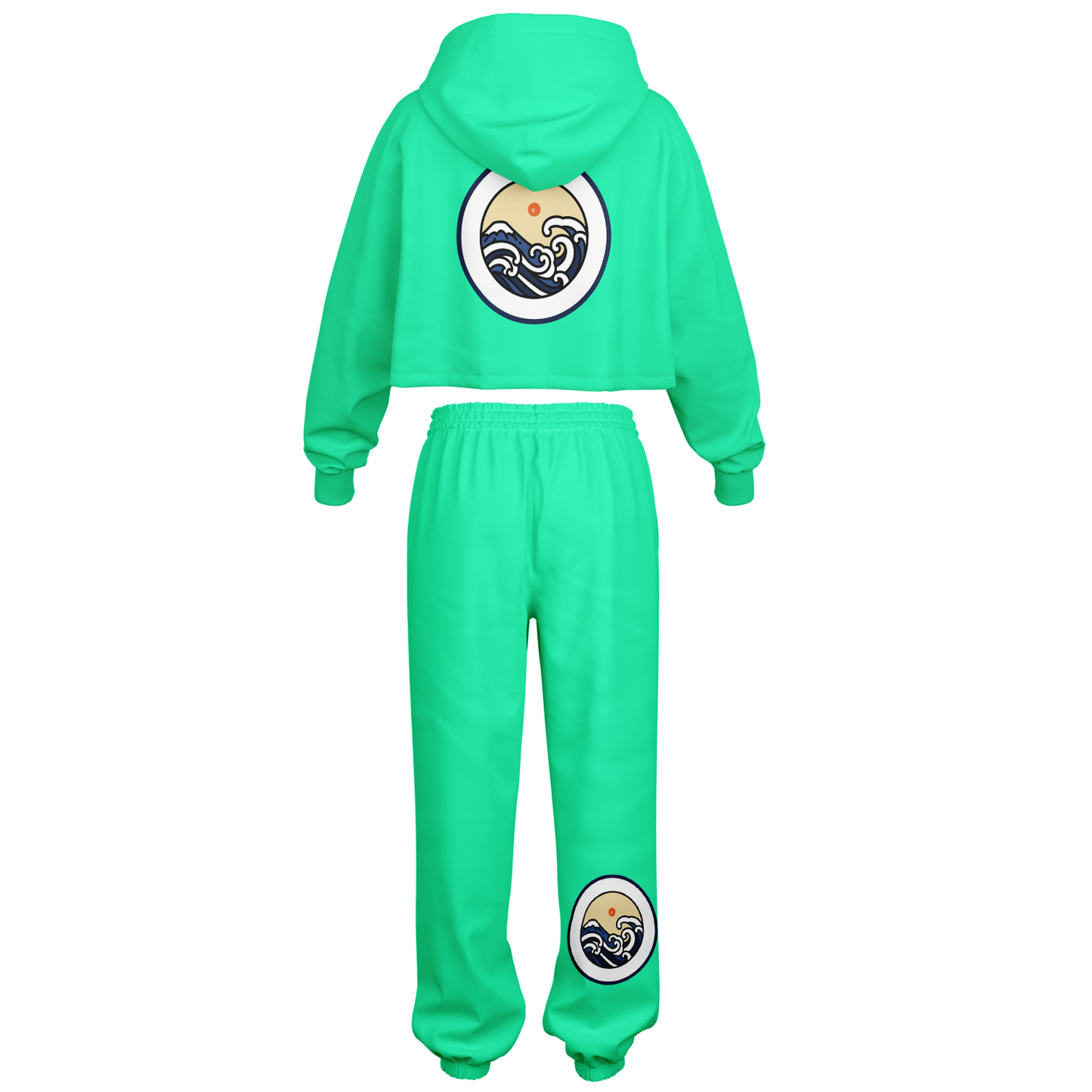 SET: Seafoam Green Crop Hoodie and Sweatpants