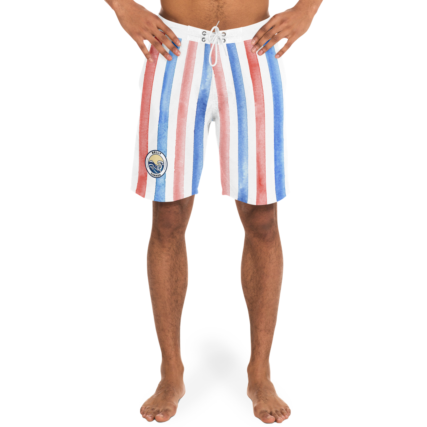 Red, White & Blue Striped Pattern Board Shorts