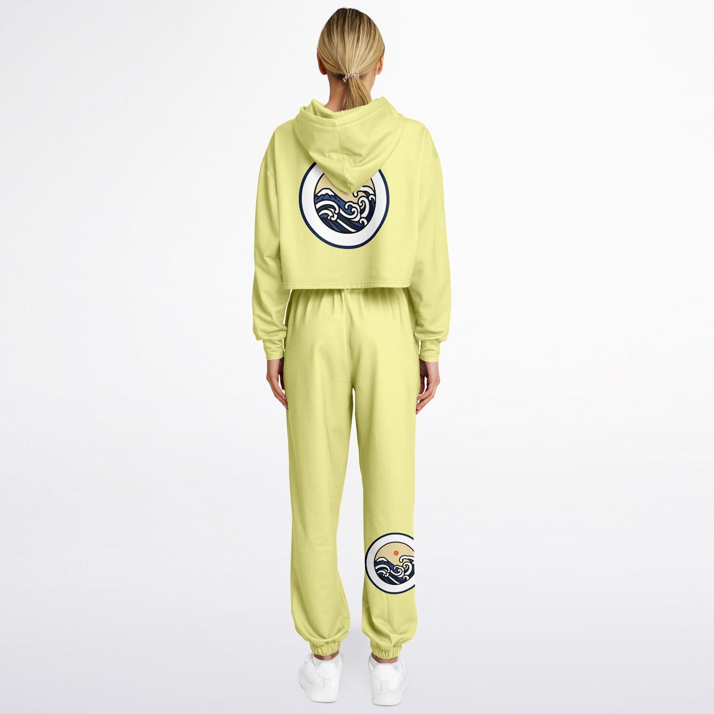 SET: Seashell Yellow Crop Hoodie and Sweatpants