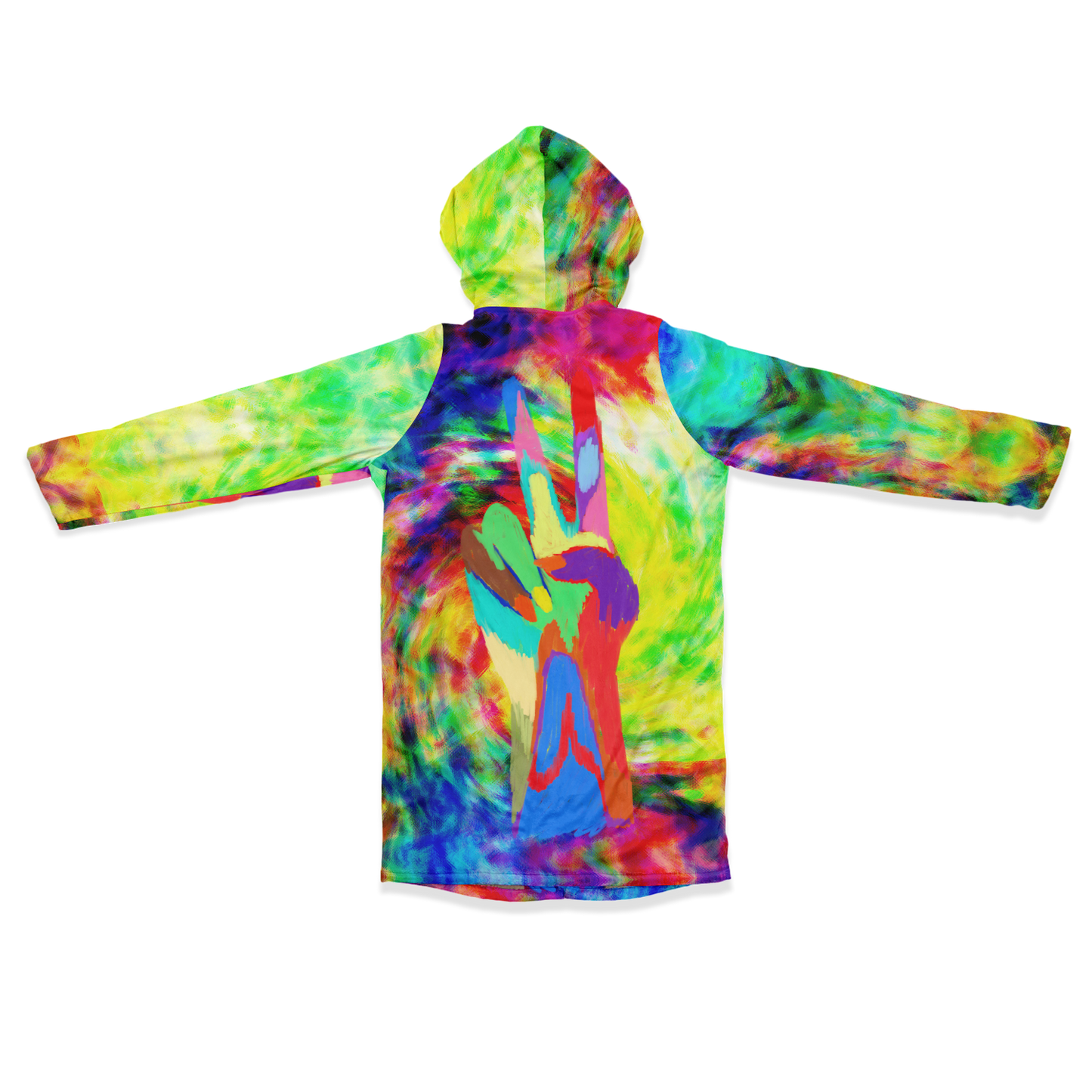 Women's Rainbow Tie-dye Peace Print Zipper Cloak