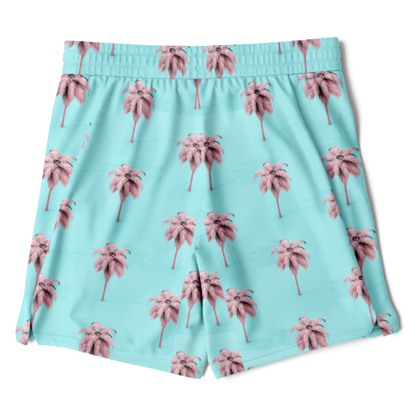 Men's Cotton Candy Palm Tree Pattern with Lemon Lime Rash Guard 2-in-1 Shorts