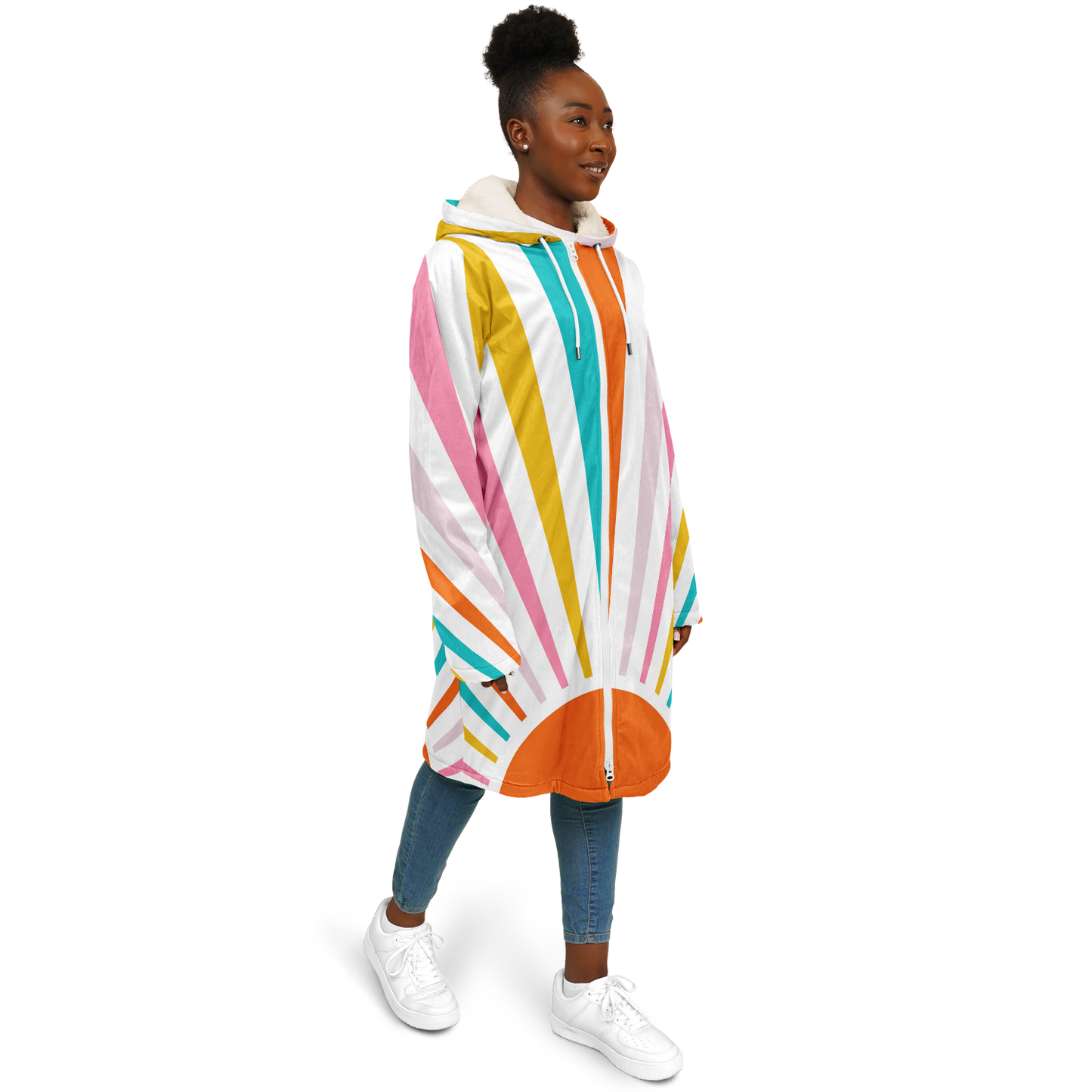 Women's Sunrise Print Zipper Cloak