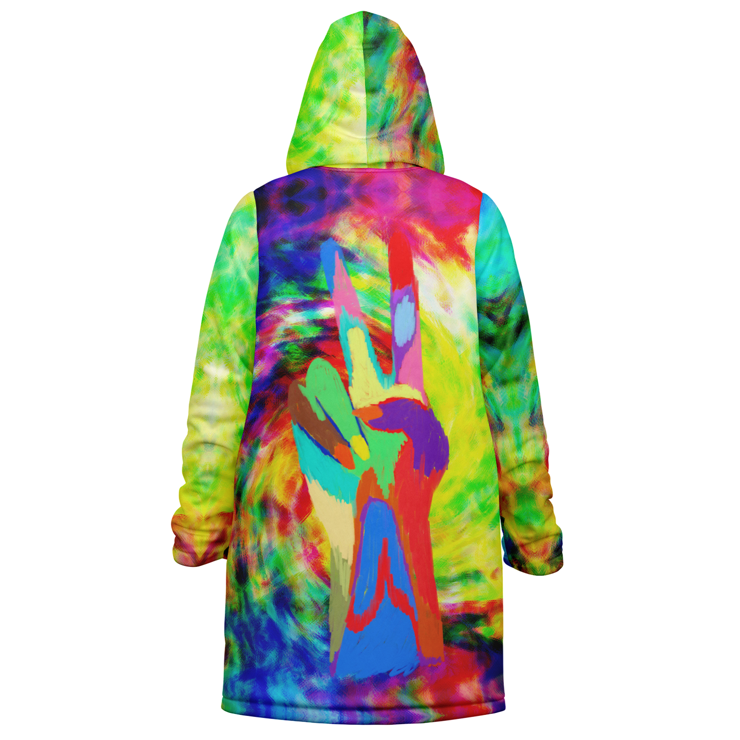 Women's Rainbow Tie-dye Peace Print Zipper Cloak