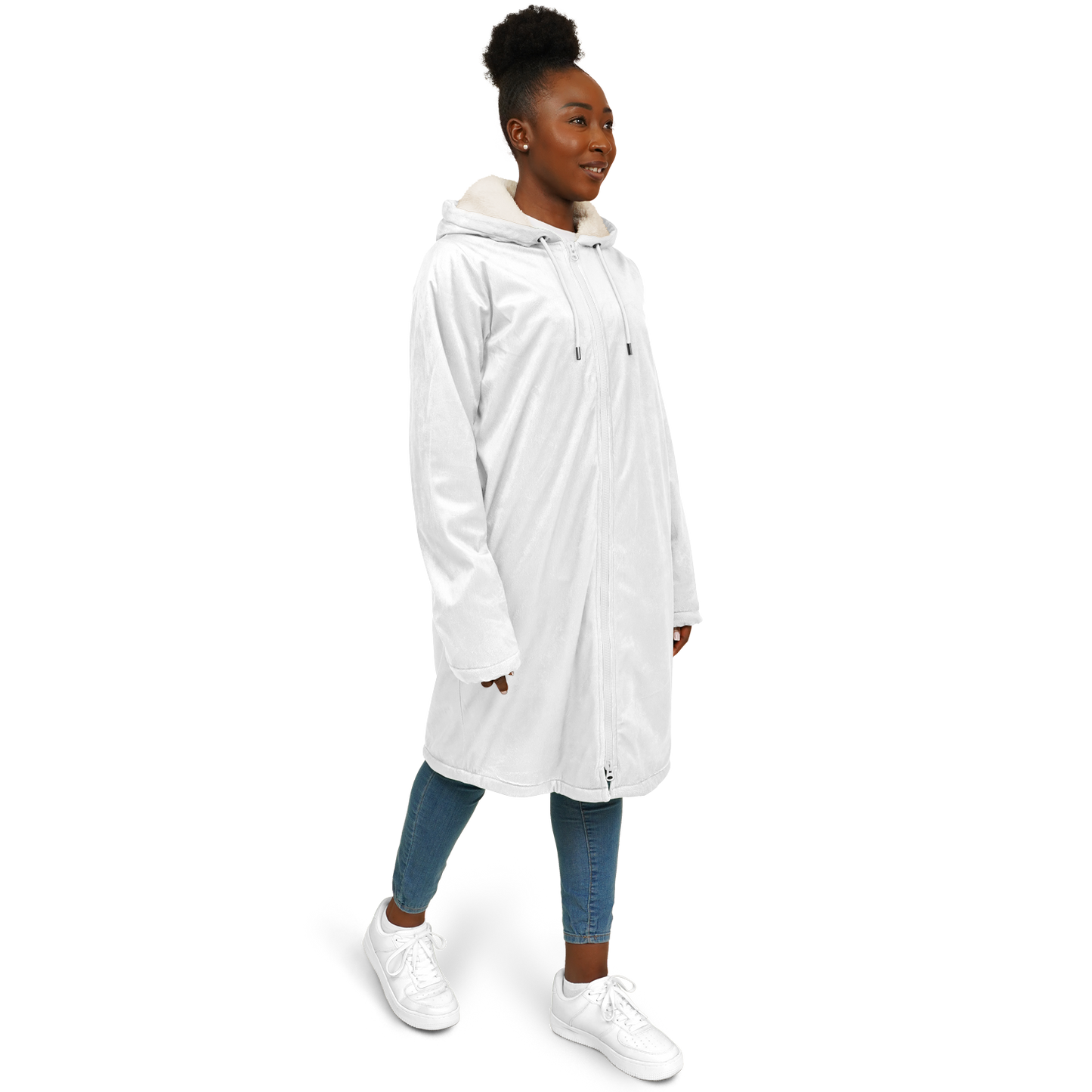 Women's Pearl White Zipper Cloak