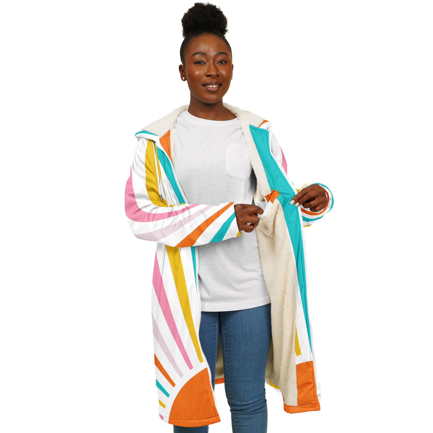 Women's Sunrise Print Zipper Cloak