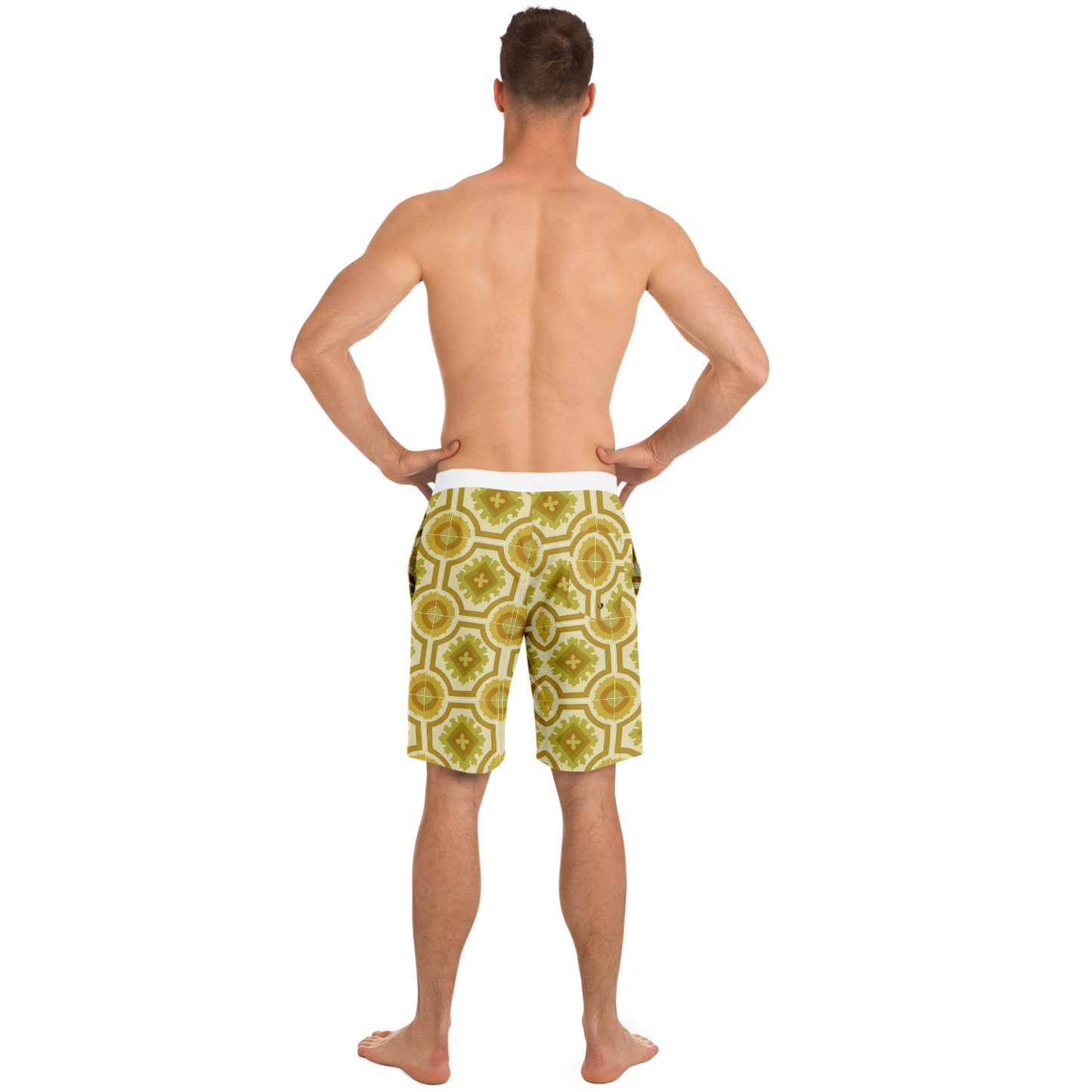 Gold Retro Pattern Board Shorts