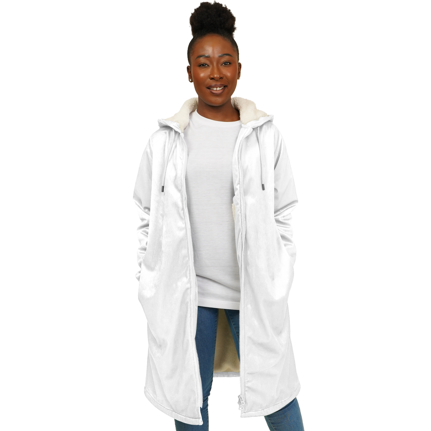 Women's Pearl White Zipper Cloak