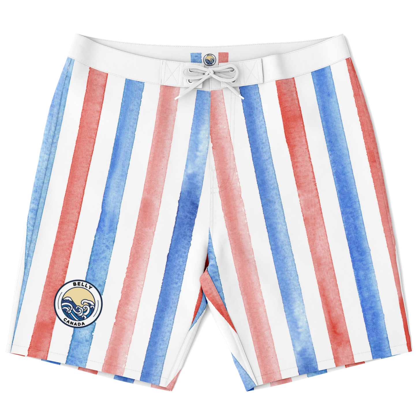 Red, White & Blue Striped Pattern Board Shorts