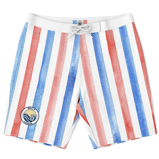 Boardshort à rayures rouges, blanches et bleues 