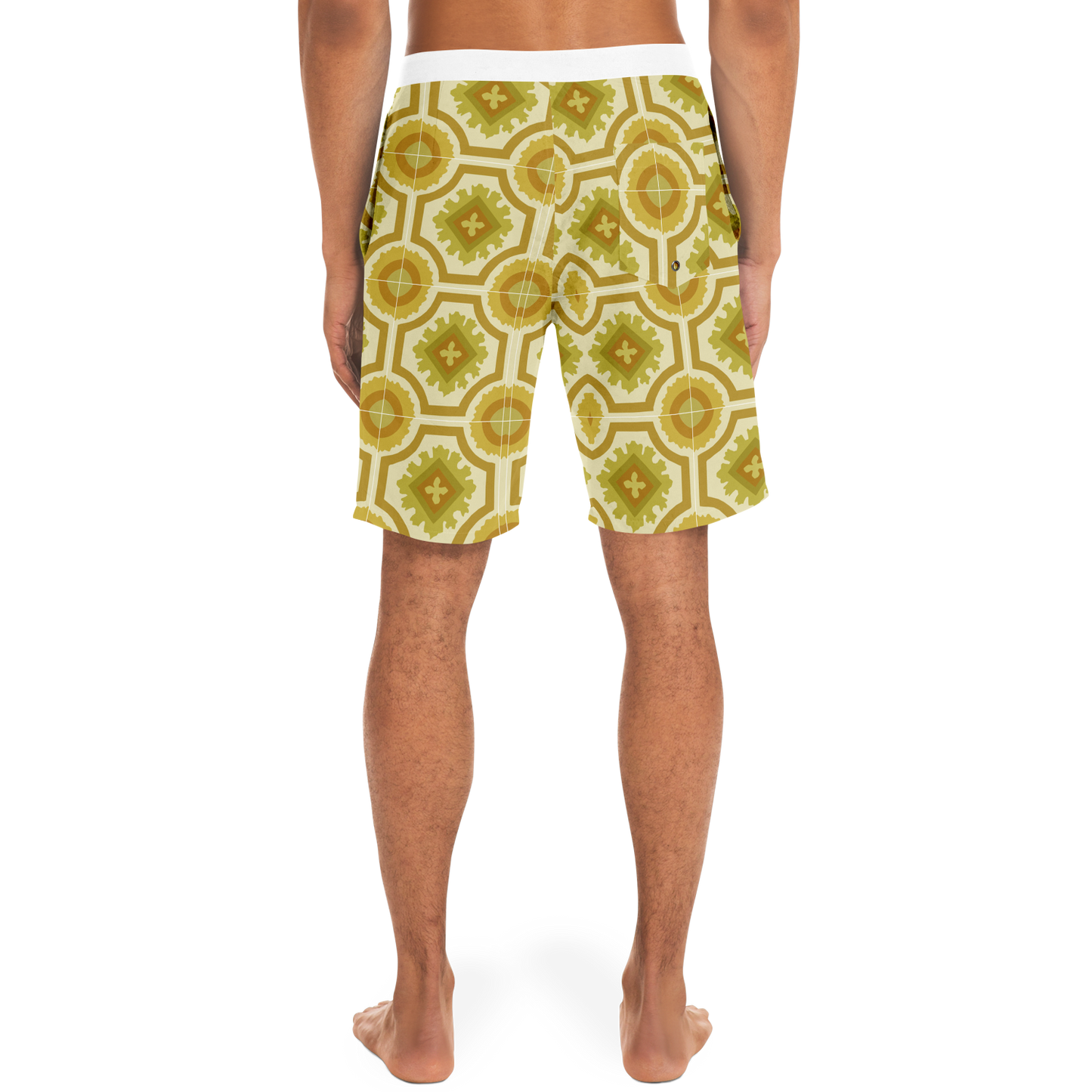 Gold Retro Pattern Board Shorts