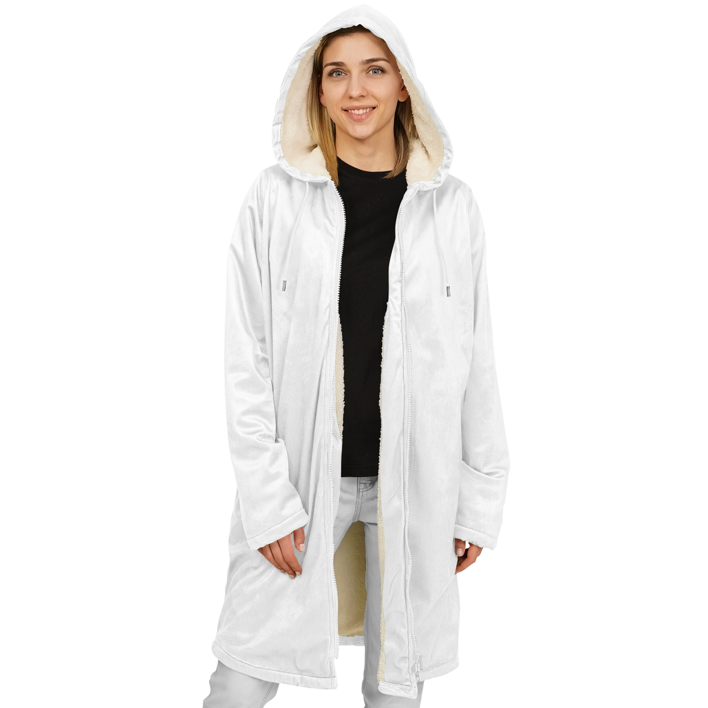 Women's Pearl White Zipper Cloak