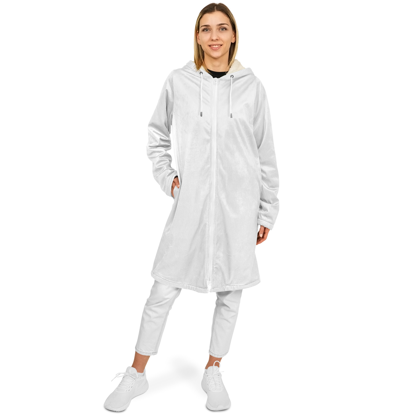 Women's Pearl White Zipper Cloak