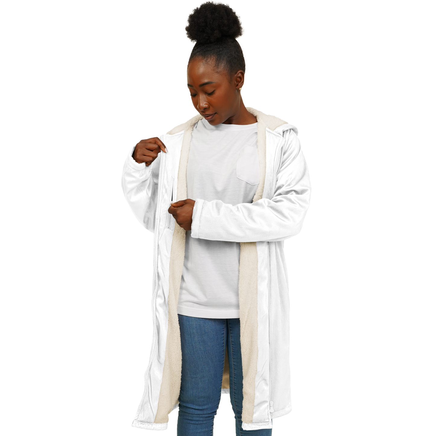 Women's Pearl White Zipper Cloak