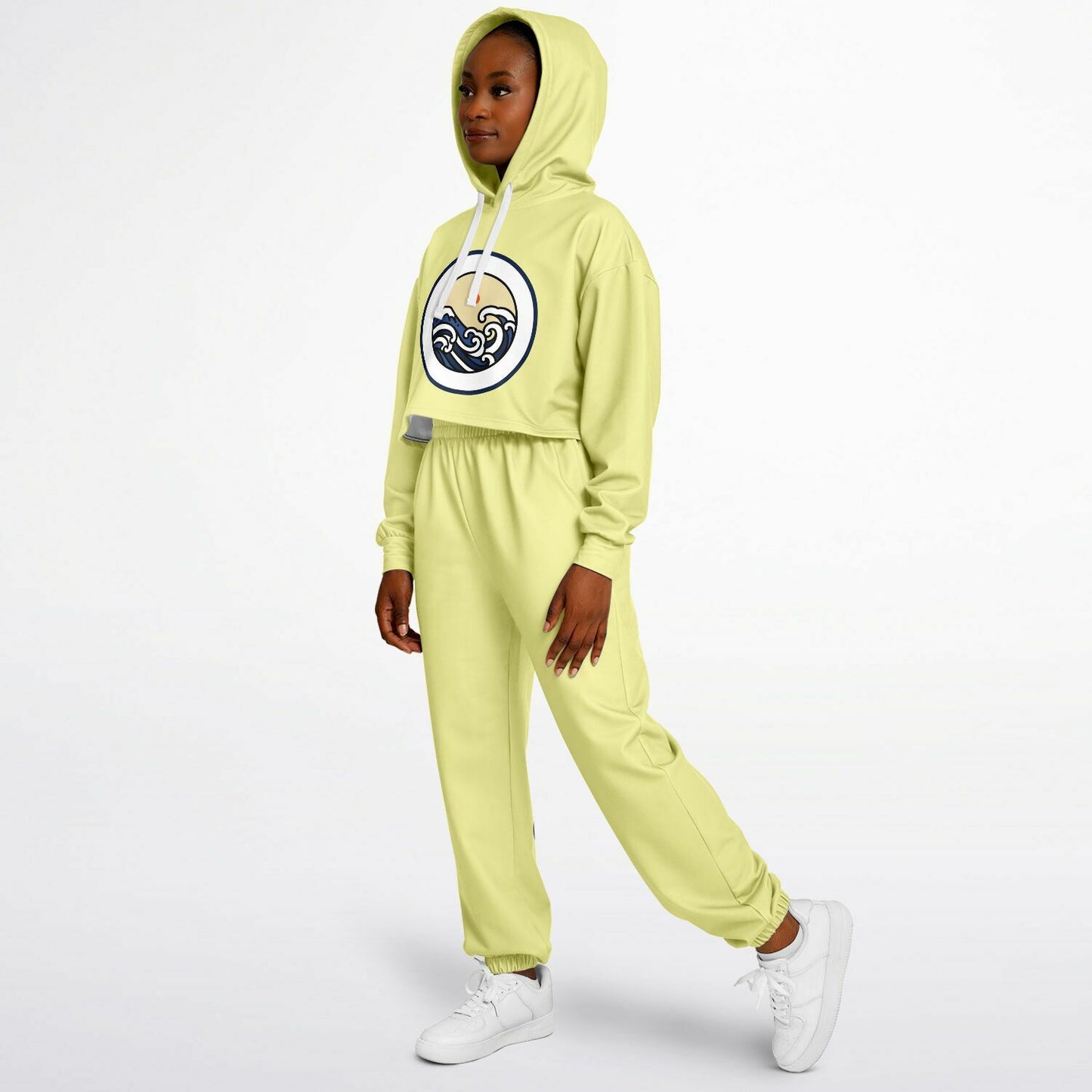 SET: Seashell Yellow Crop Hoodie and Sweatpants