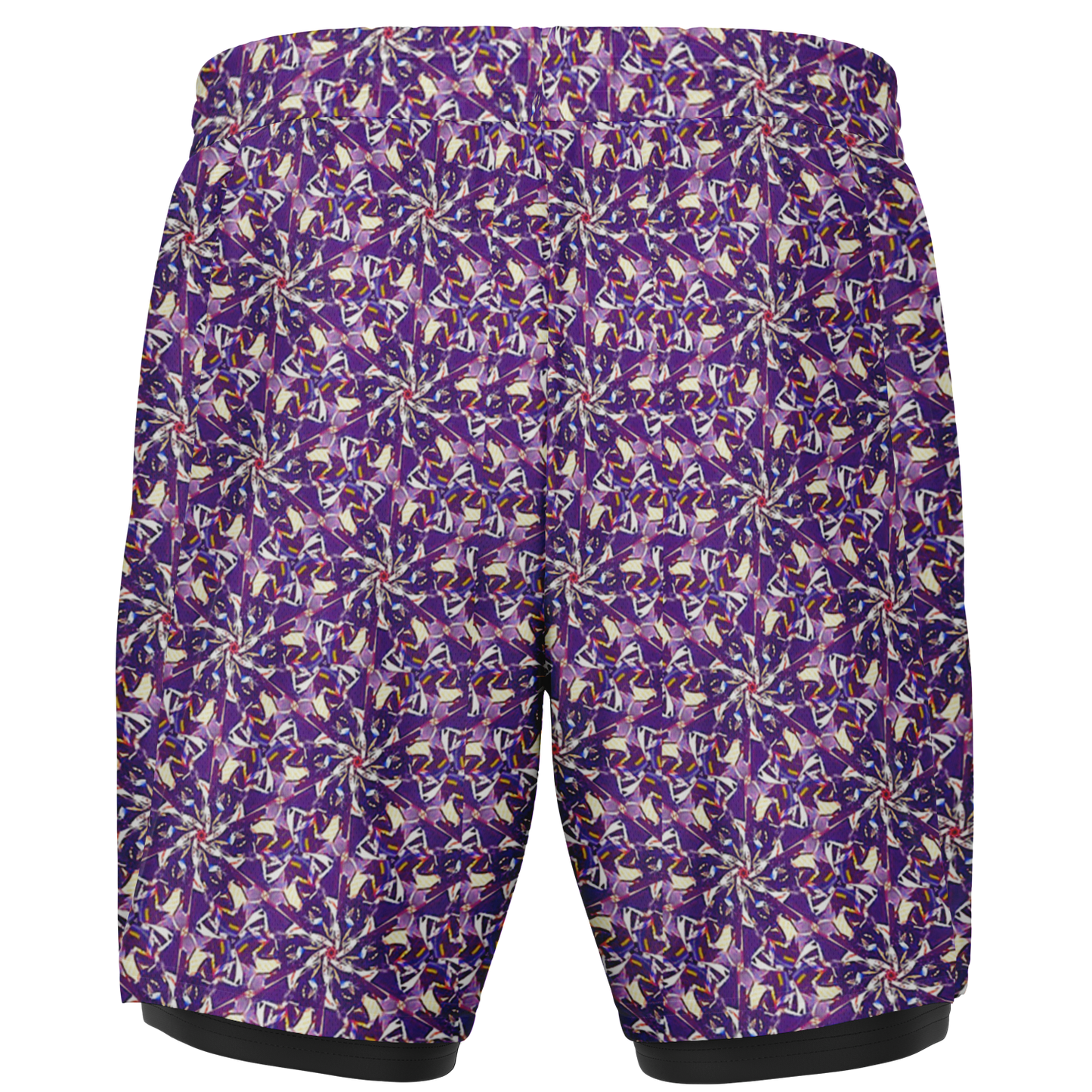 Men's Purple Haze Print with Black Rash Guard 2-in-1 Shorts