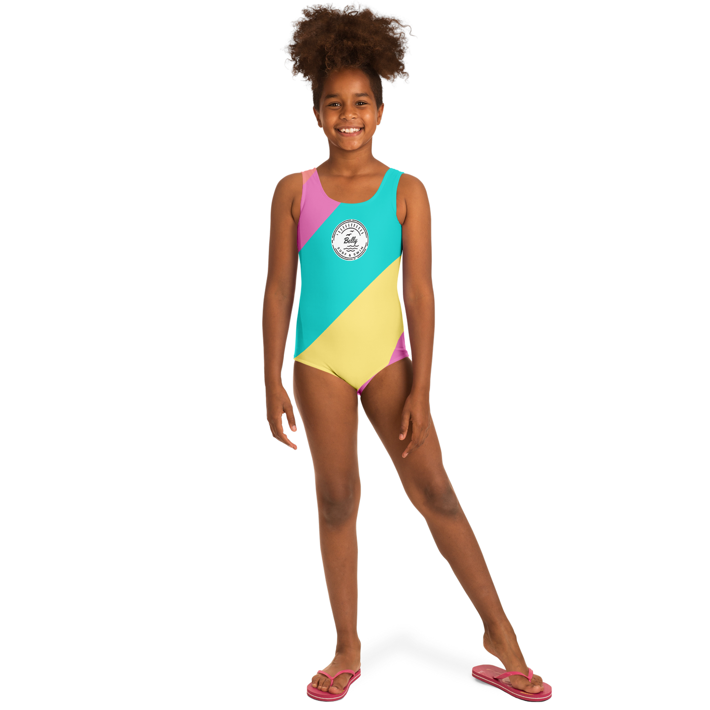 Youth Pastel Lines One-Piece Swimsuit