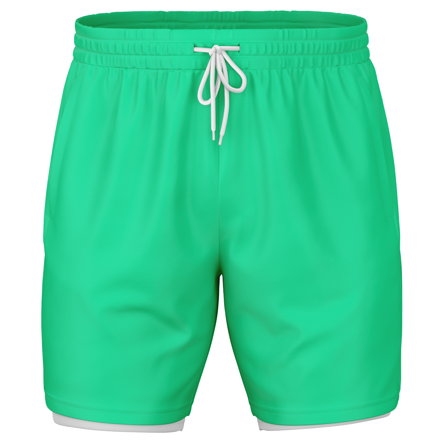 Short rashguard 2 en 1 vert écume de mer et blanc pour homme 