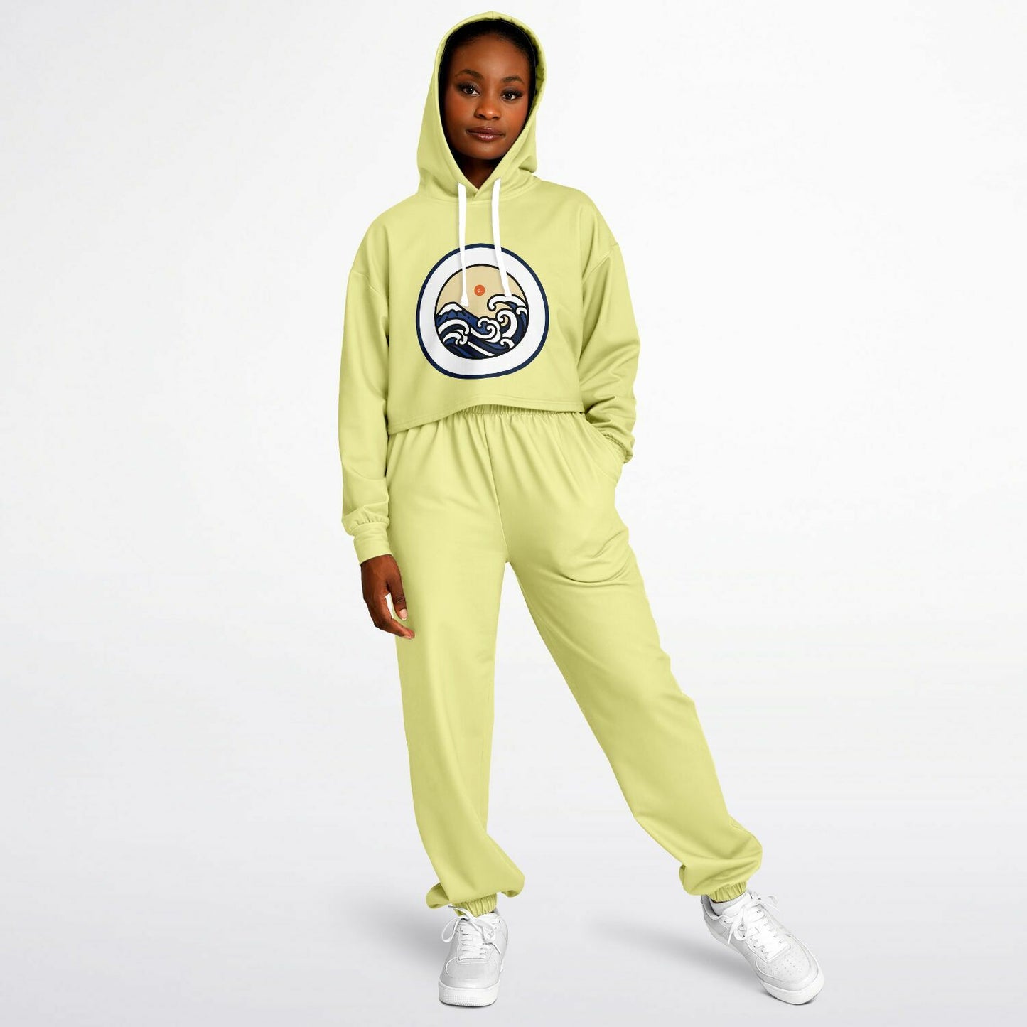 SET: Seashell Yellow Crop Hoodie and Sweatpants