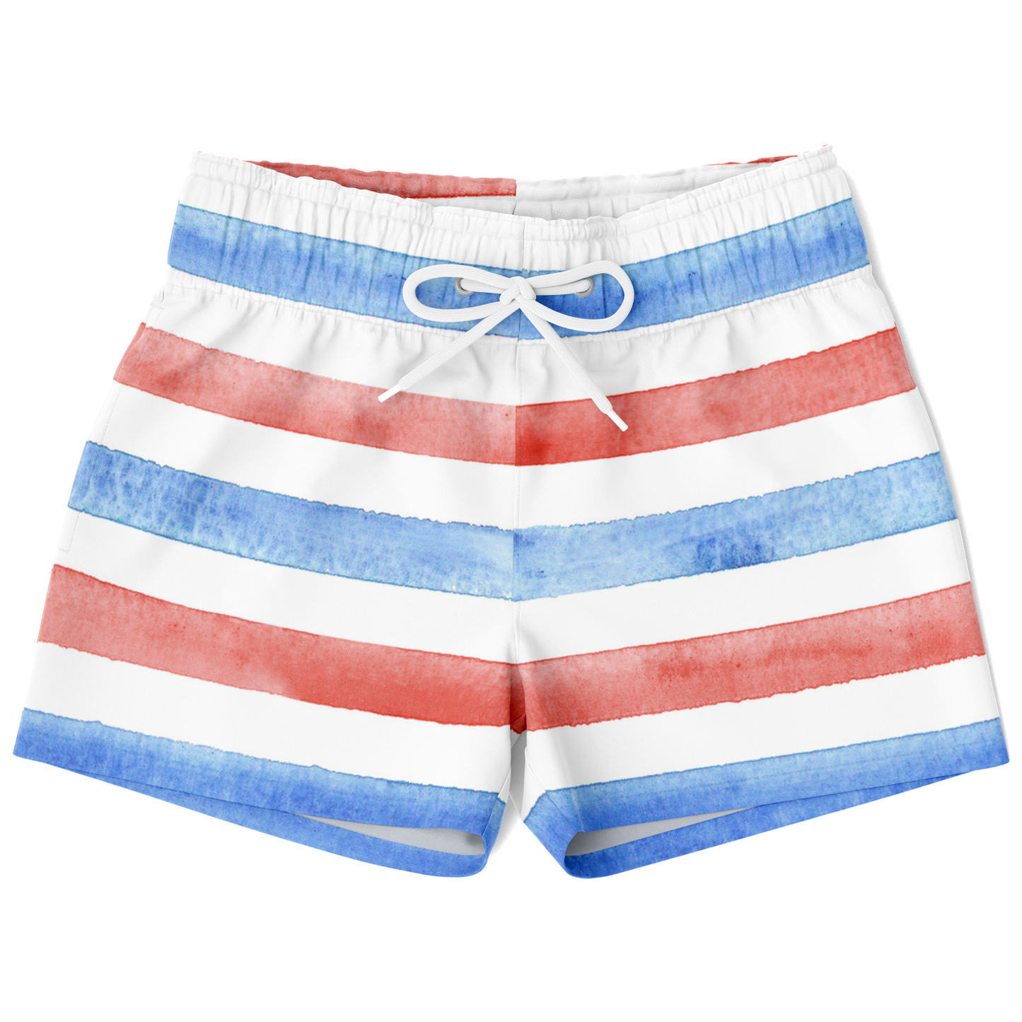 Boys Red, White & Blue Stripes Pattern Swim Trunks