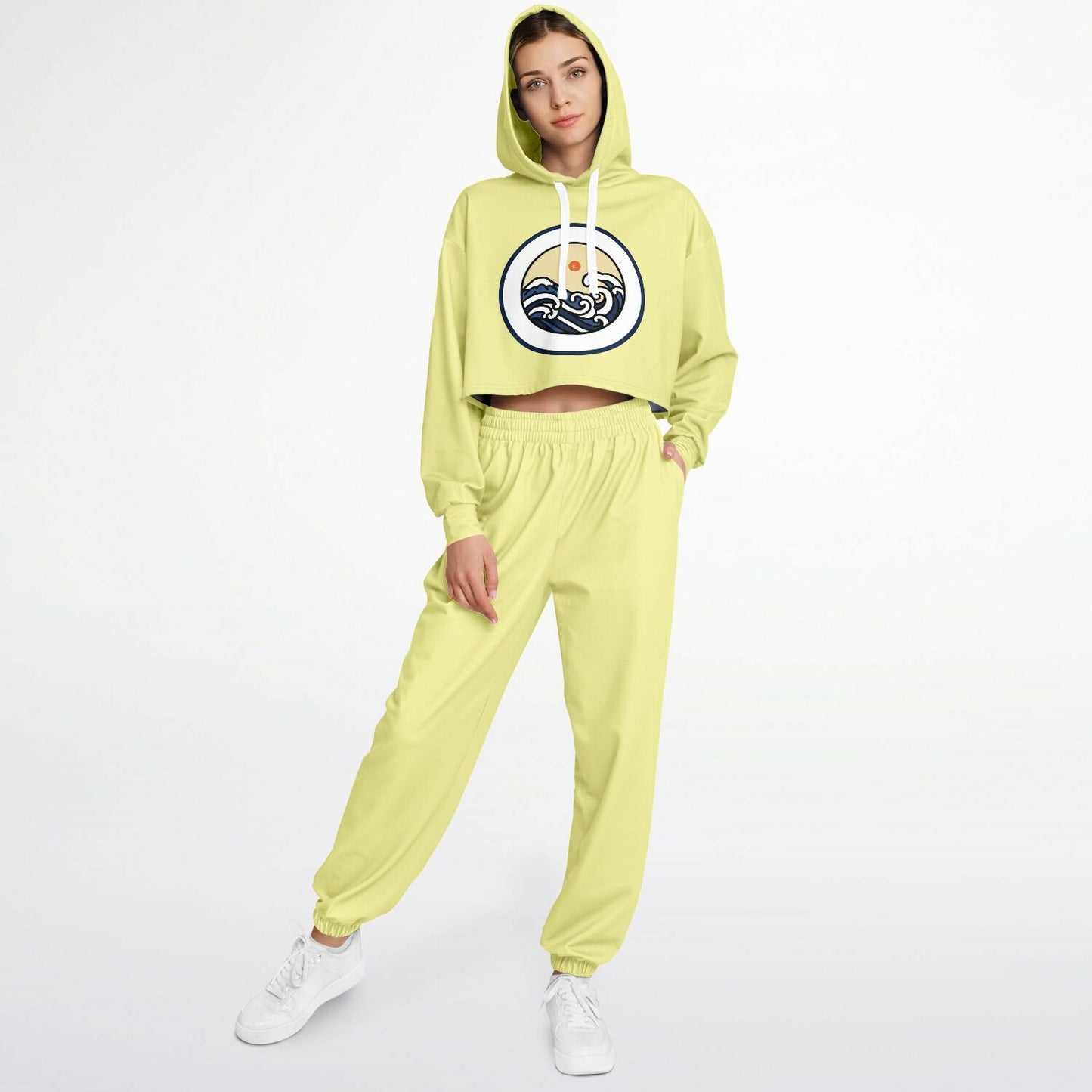 SET: Seashell Yellow Crop Hoodie and Sweatpants