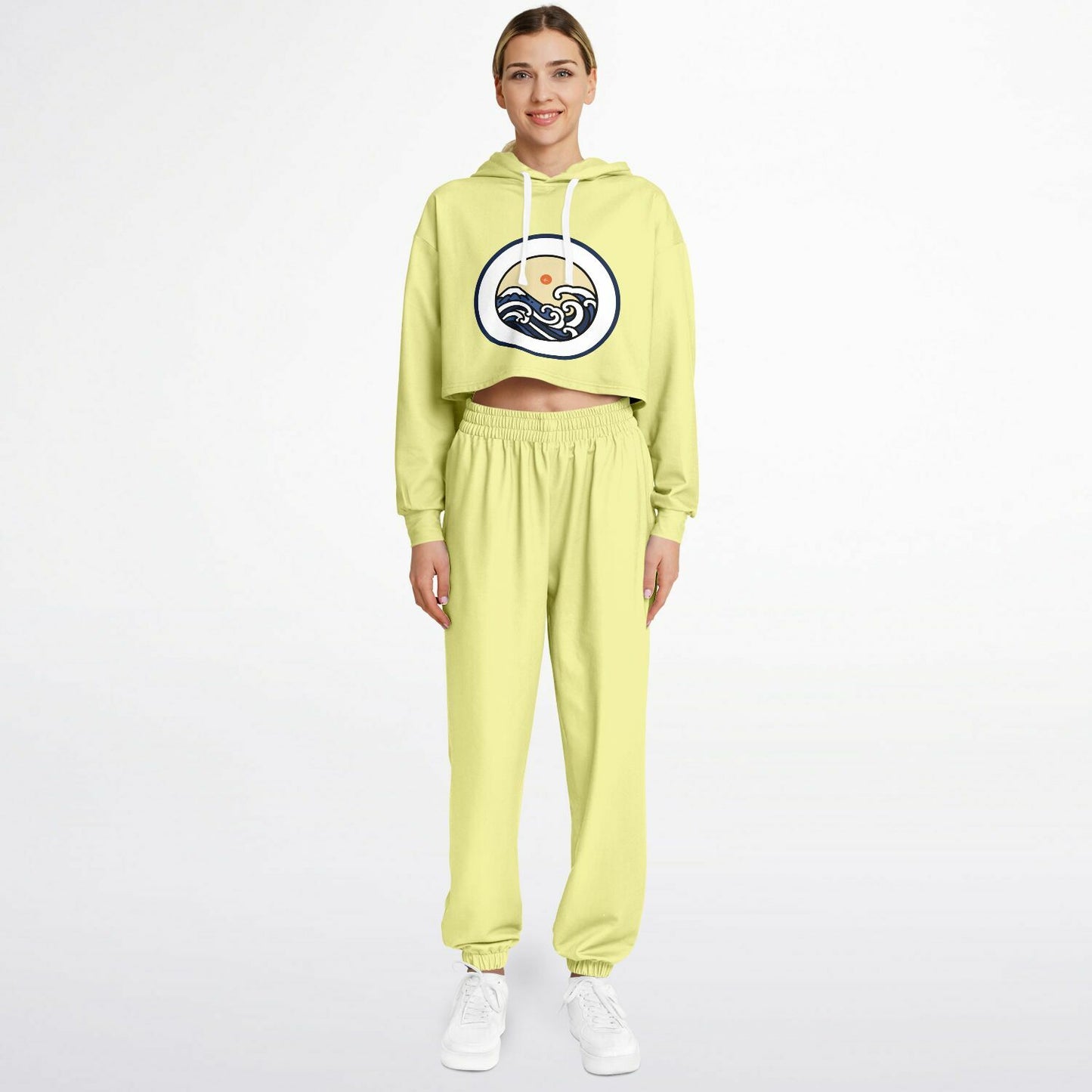 SET: Seashell Yellow Crop Hoodie and Sweatpants