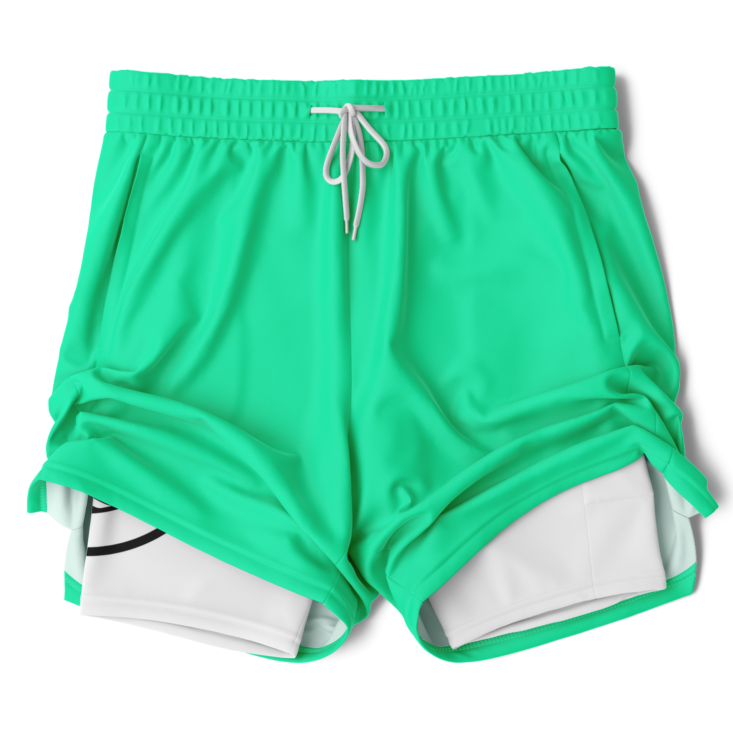 Short rashguard 2 en 1 vert écume de mer et blanc pour homme 