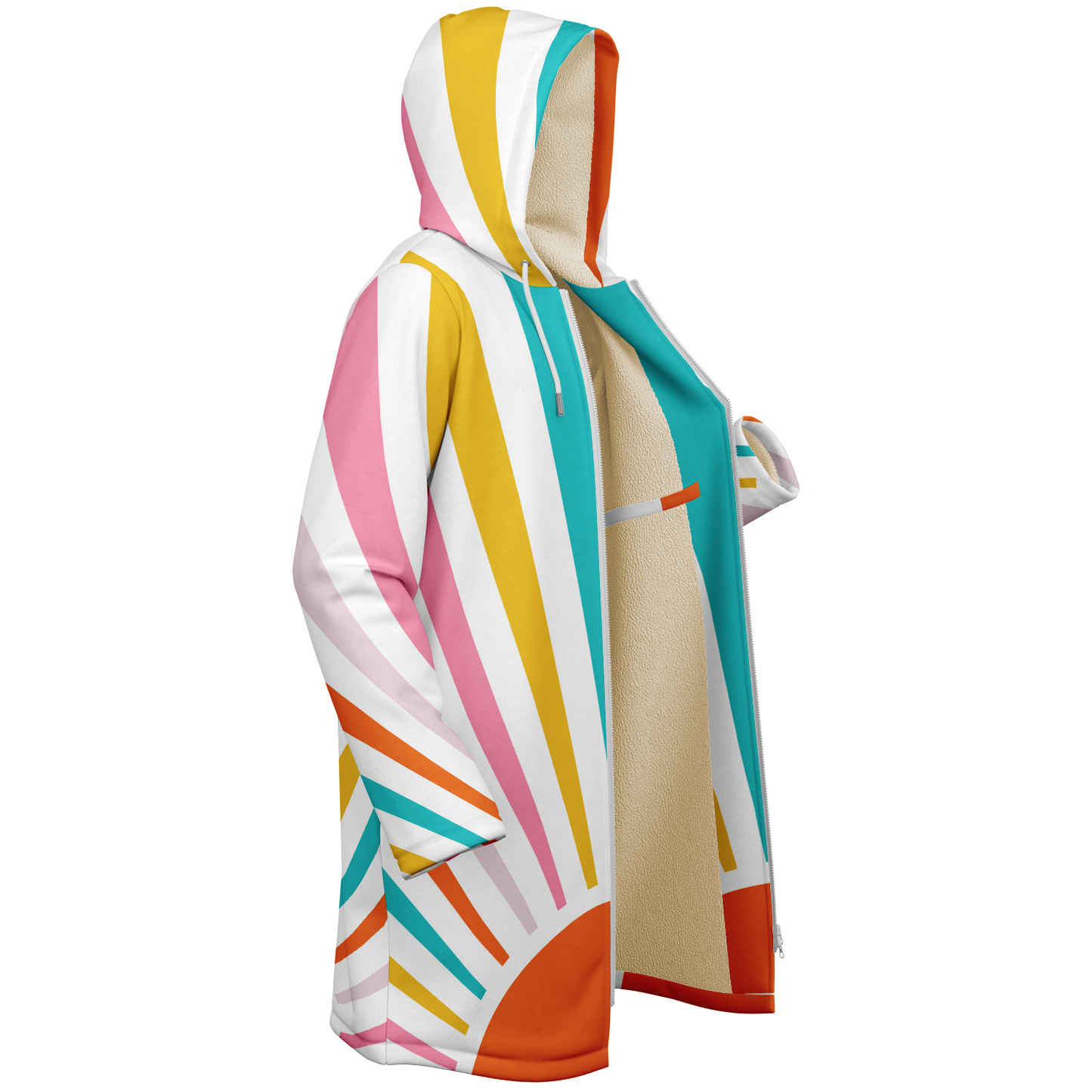 Women's Sunrise Print Zipper Cloak