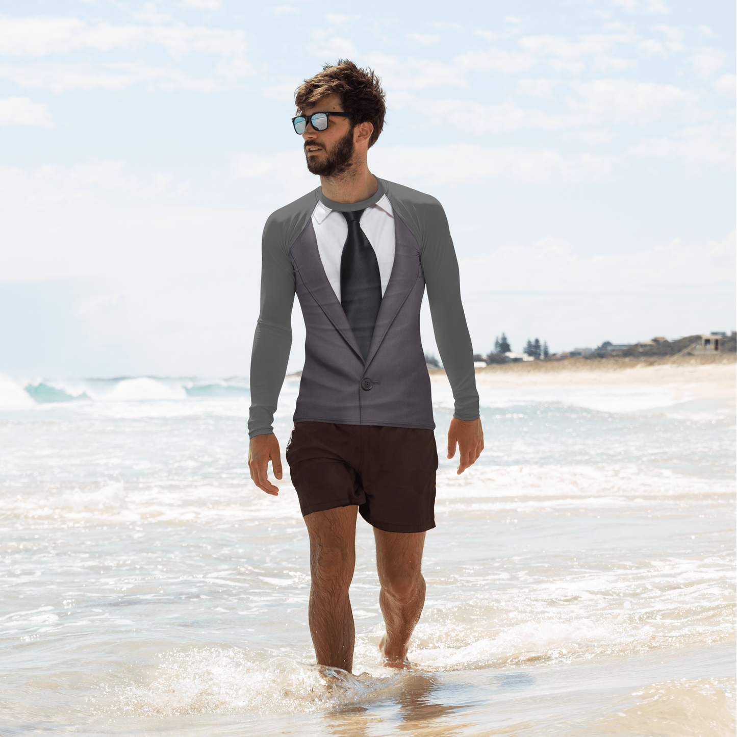 Black Tie, Grey Suit Men's Rash Guard