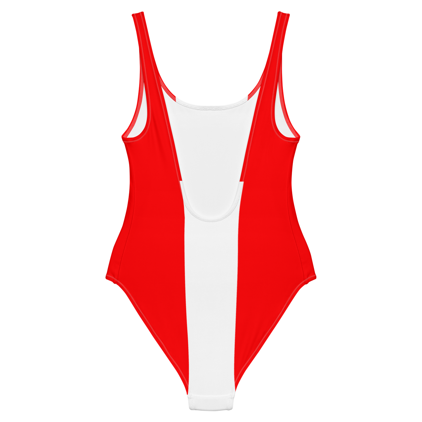 Red and White One-Piece Swimsuit