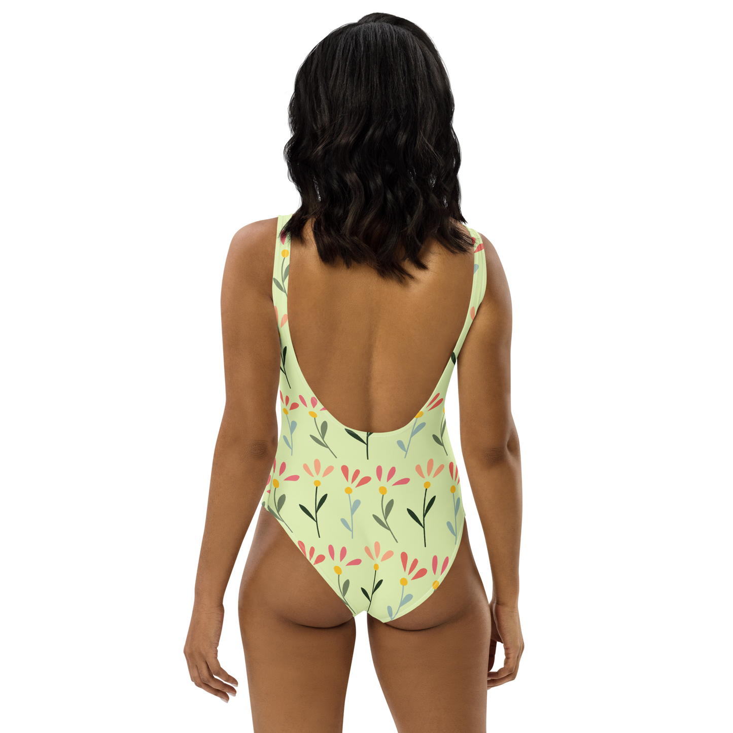 Three Flowers Pattern One-Piece Swimsuit