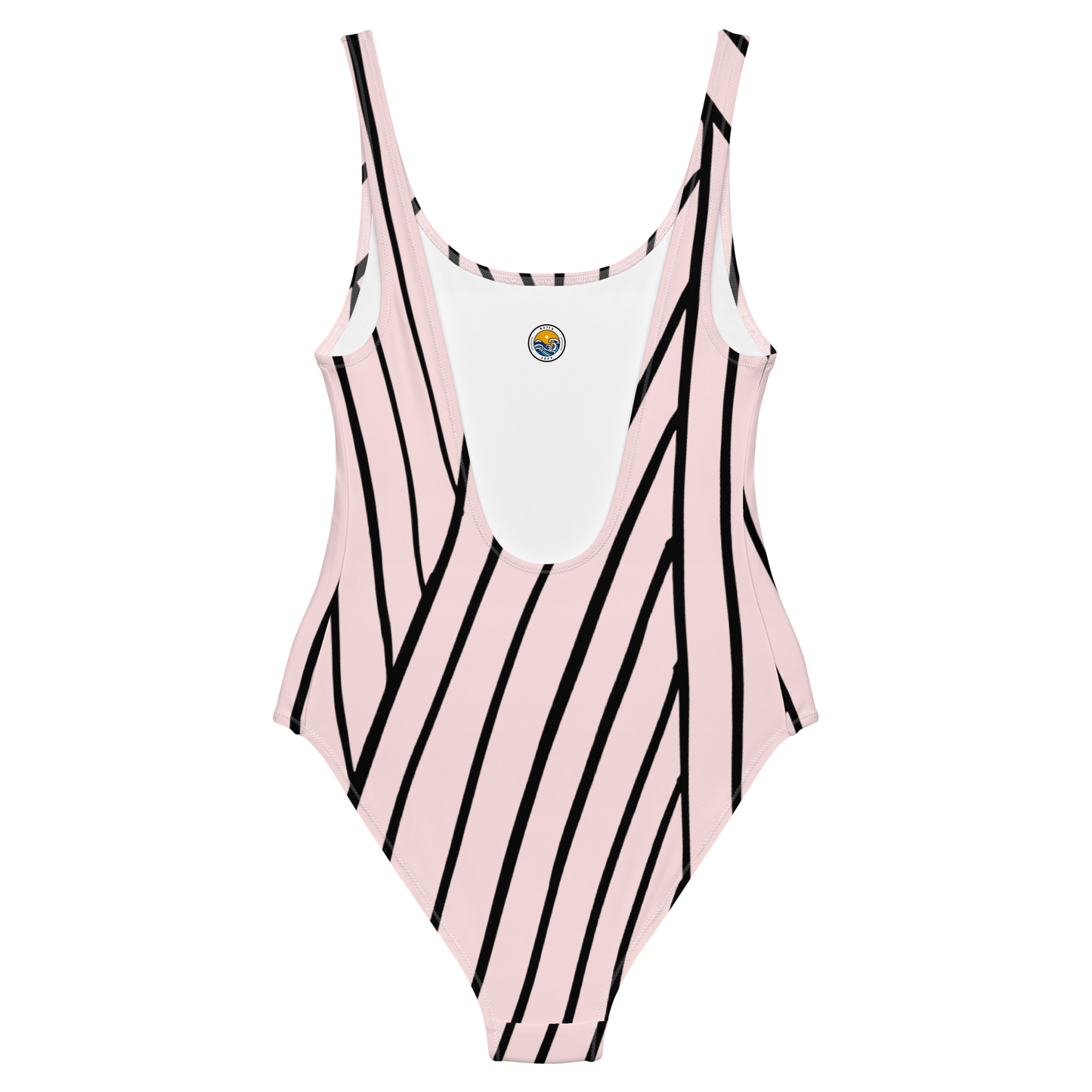 Pale Pink and Lines Pattern One-Piece Swimsuit