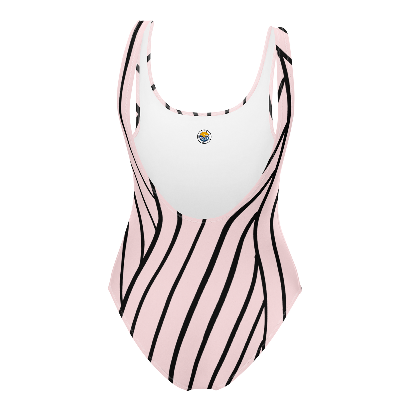 Pale Pink and Lines Pattern One-Piece Swimsuit