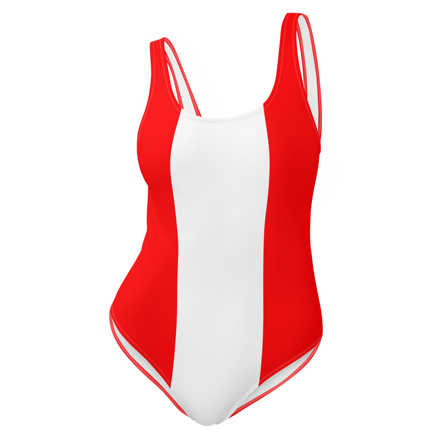 Red and White One-Piece Swimsuit