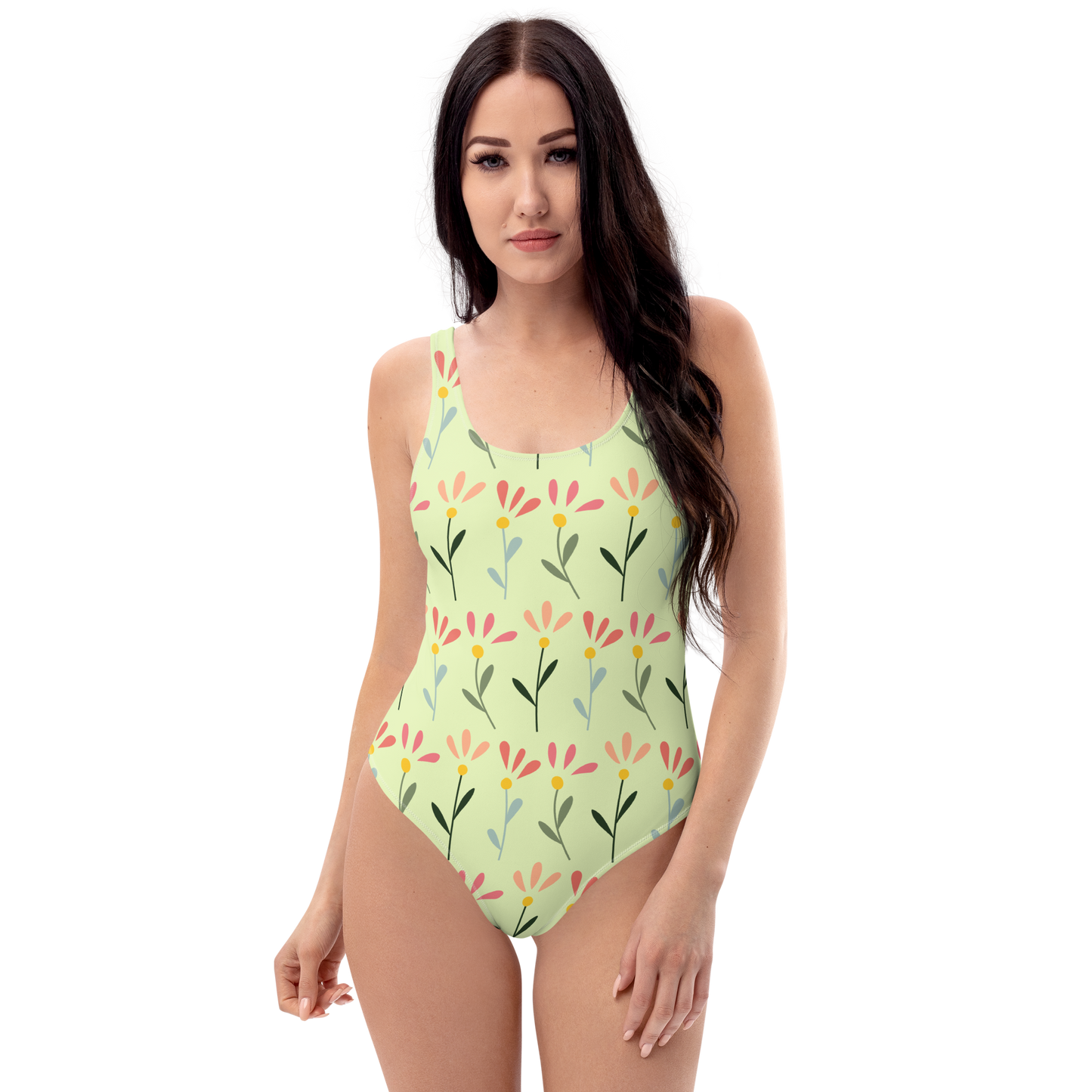 Three Flowers Pattern One-Piece Swimsuit