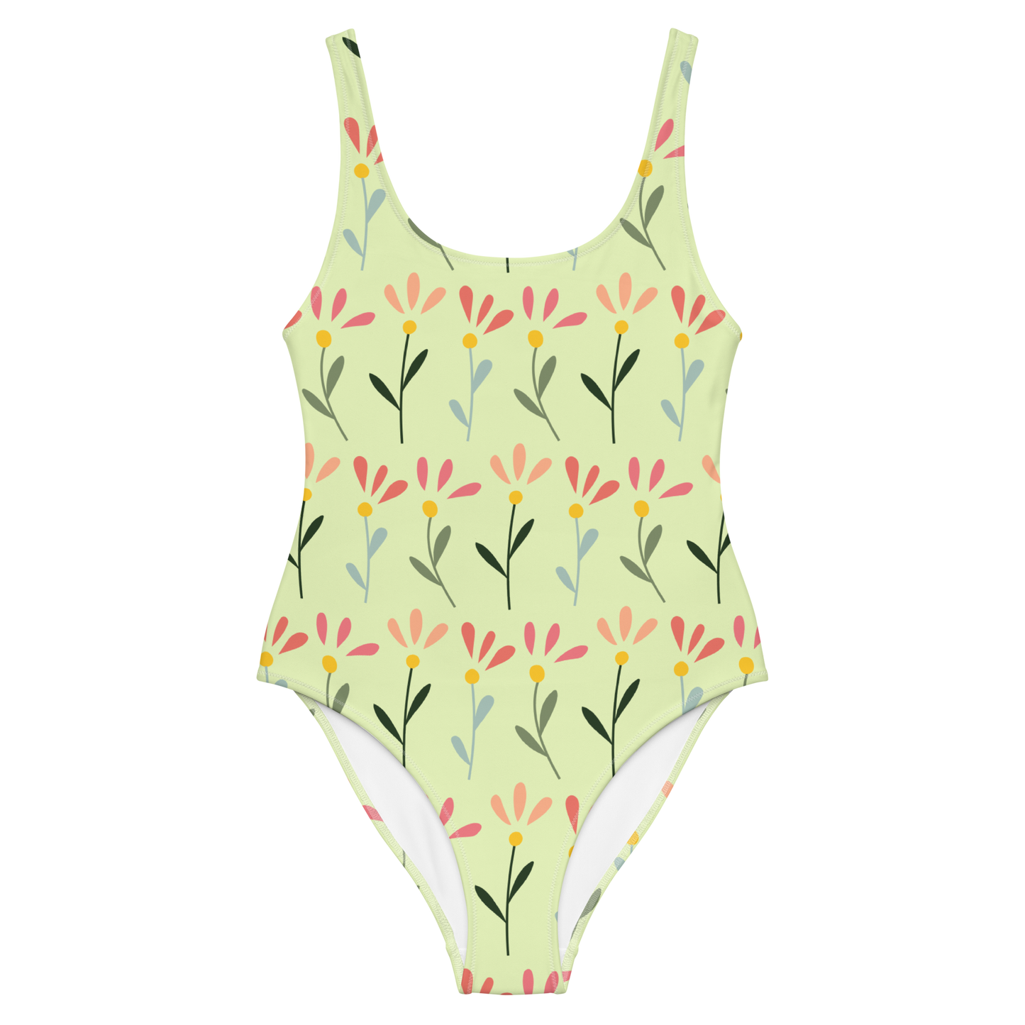 Three Flowers Pattern One-Piece Swimsuit