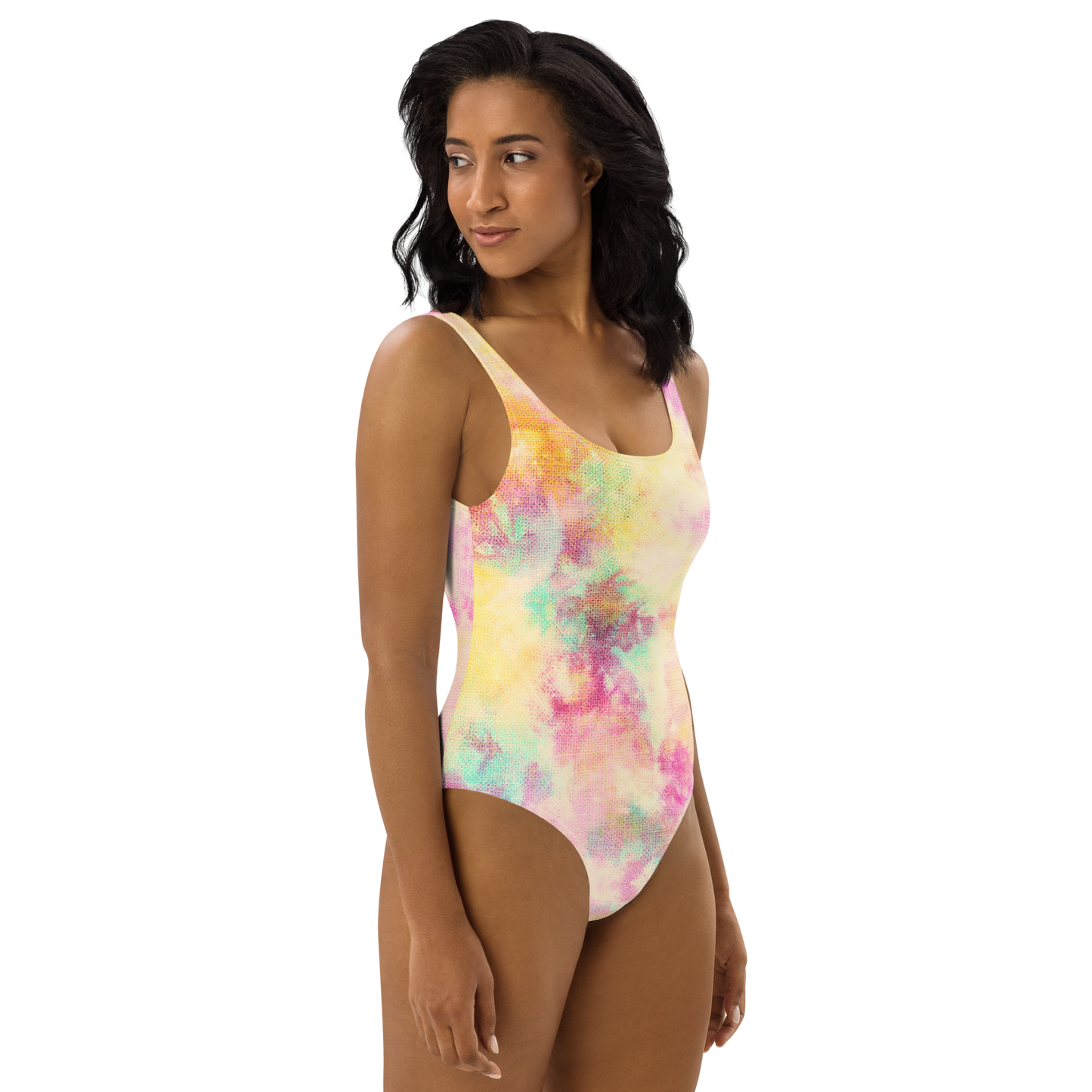 Peach Tie-Dye One-Piece Swimsuit