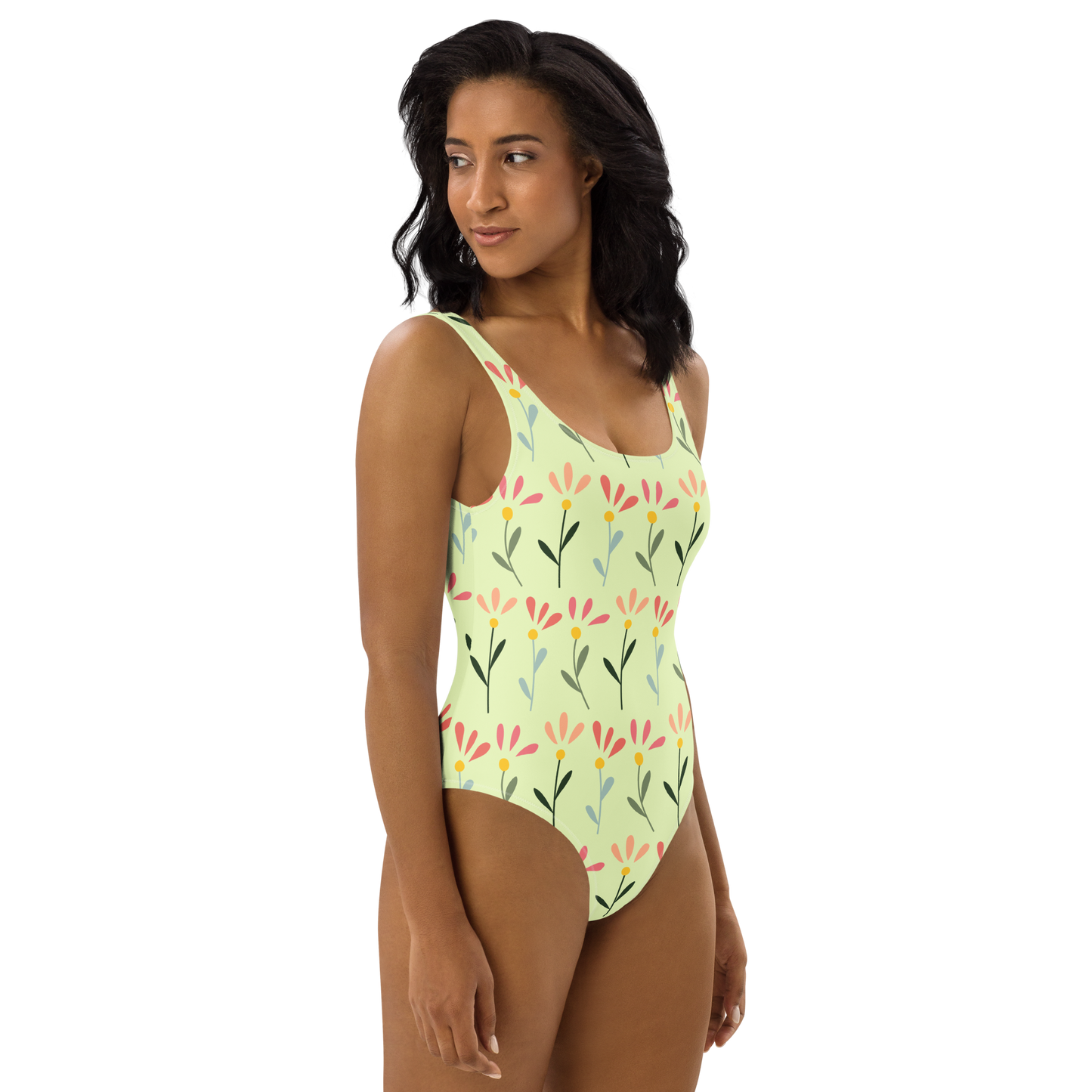 Three Flowers Pattern One-Piece Swimsuit